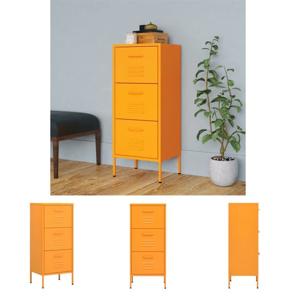 The Living Store opbevaringsskab 42,5x35x101,5 cm stål sennepsgul -  Opbevaringsskabe