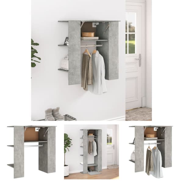 The Living Store entrémøbel 97,5x37x99 cm konstrueret træ betongrå -  Opbevaringsskabe