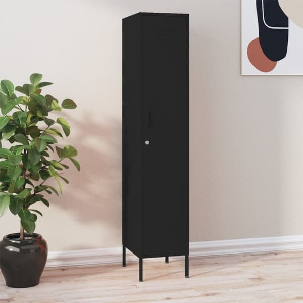 The Living Store skab 35x46x180 cm stål sort - Opbevaringsskabe