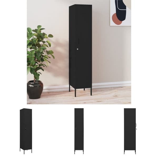 The Living Store skab 35x46x180 cm stål sort -  Opbevaringsskabe