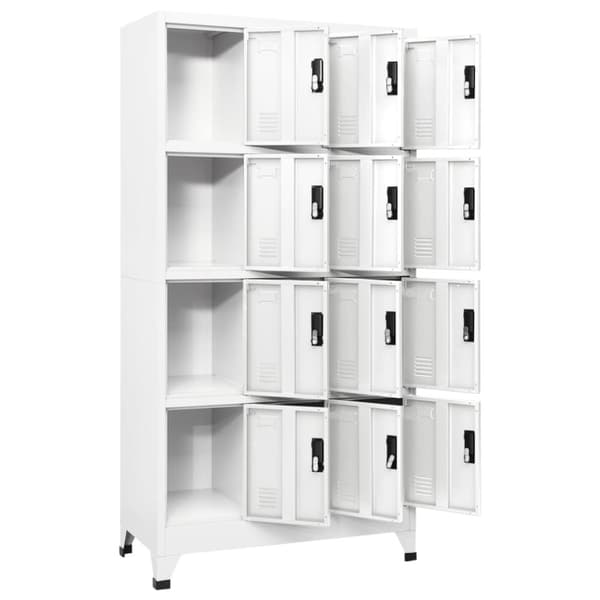 The Living Store skab 90x45x180 cm stål hvid - Opbevaringsskabe