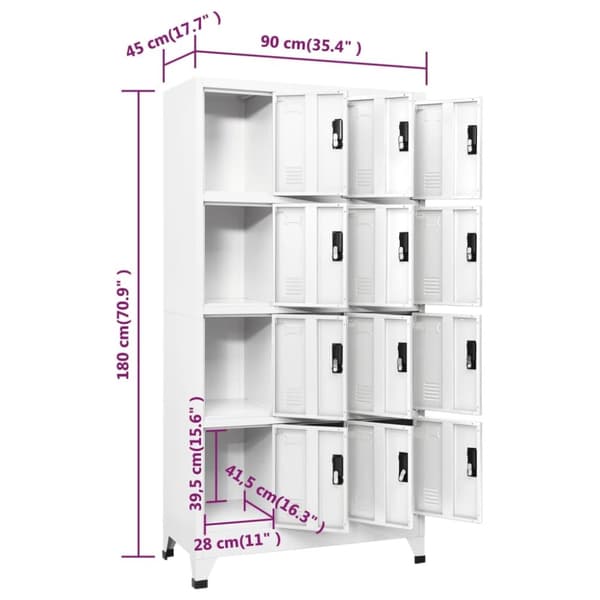 The Living Store skab 90x45x180 cm stål hvid - Opbevaringsskabe
