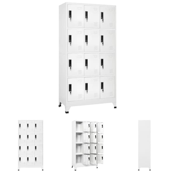 The Living Store skab 90x45x180 cm stål hvid - Opbevaringsskabe