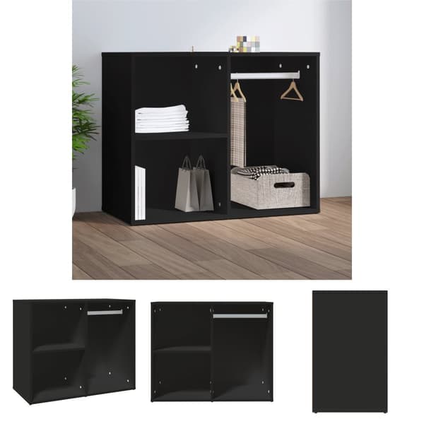 The Living Store Klädskåp svart 80x40x65 cm konstruerat trä -  Förvaringsskåp & garderober