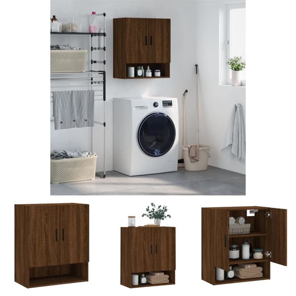 The Living Store vægskab 60x31x70 cm konstrueret træ brun egetræsfarve - Opbevaringsskabe