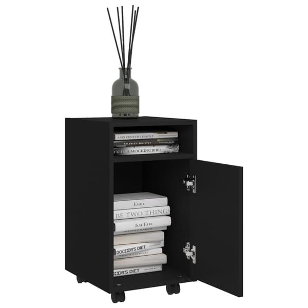 The Living Store sideskab med hjul 33x38x60 cm spånplade sort -  Opbevaringsskabe