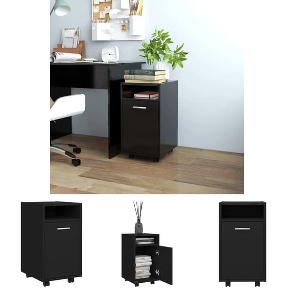 The Living Store sideskab med hjul 33x38x60 cm spånplade sort -  Opbevaringsskabe