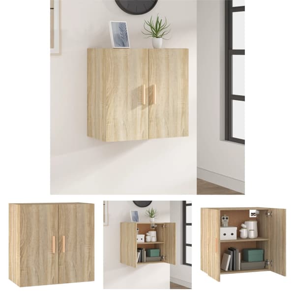 The Living Store vægskab 60x30x60 cm konstrueret træ sonoma-eg - Opbevaringsskabe