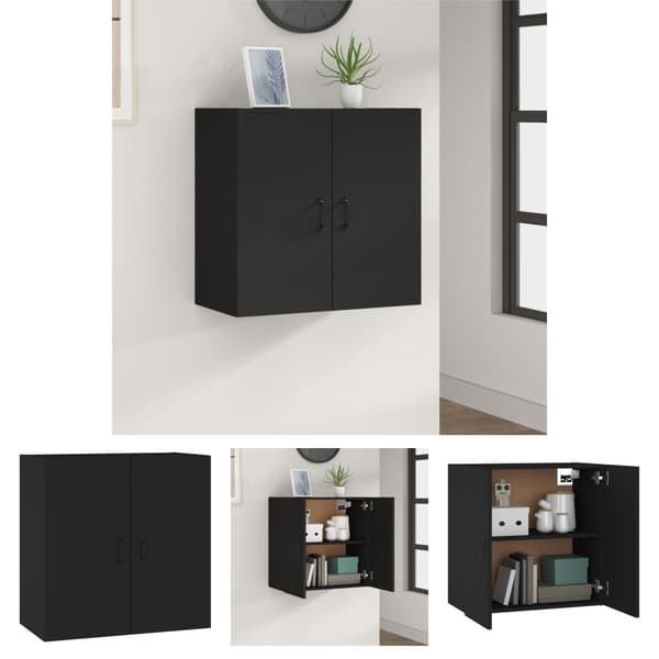The Living Store Väggskåp svart 60x31x60 cm konstruerat trä - Förvaringsskåp & garderober