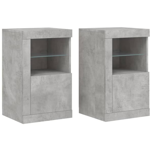 The Living Store skabe 2 stk. med LED-lys konstrueret træ betongrå - Opbevaringsskabe