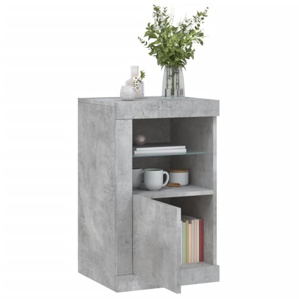 The Living Store skabe 2 stk. med LED-lys konstrueret træ betongrå - Opbevaringsskabe
