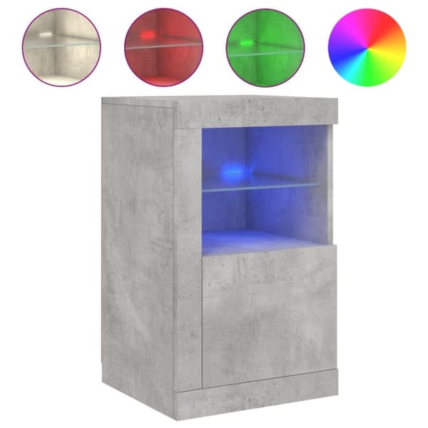 The Living Store skabe 2 stk. med LED-lys konstrueret træ betongrå - Opbevaringsskabe