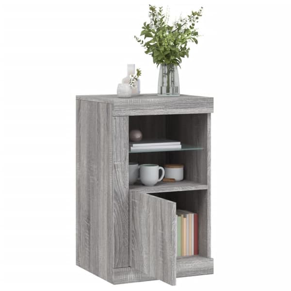 The Living Store Sivukaappi LED-valoilla harmaa Sonoma tekninen puu - Säilytys- & lukkokaapit