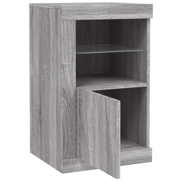 The Living Store Sivukaappi LED-valoilla harmaa Sonoma tekninen puu - Säilytys- & lukkokaapit