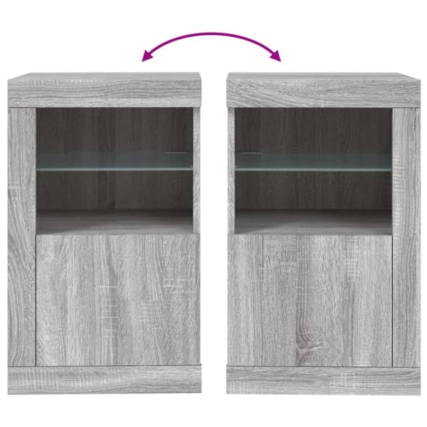 The Living Store Sivukaappi LED-valoilla harmaa Sonoma tekninen puu - Säilytys- & lukkokaapit