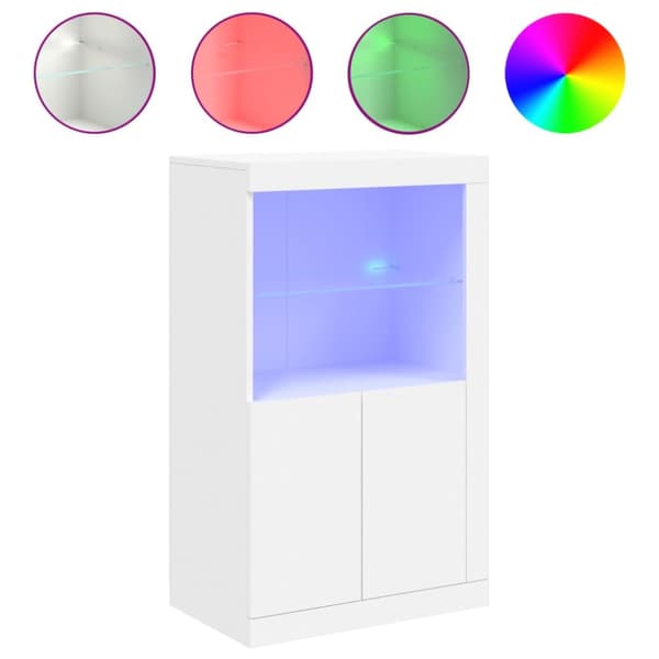 The Living Store skab med LED-lys konstrueret træ hvid -  Opbevaringsskabe