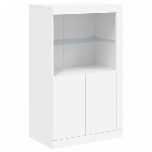 The Living Store skab med LED-lys konstrueret træ hvid -  Opbevaringsskabe
