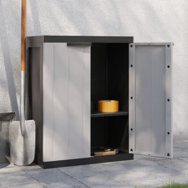 The Living Store haveskab 65x37x85 cm PP grå og sort - Opbevaringsskabe