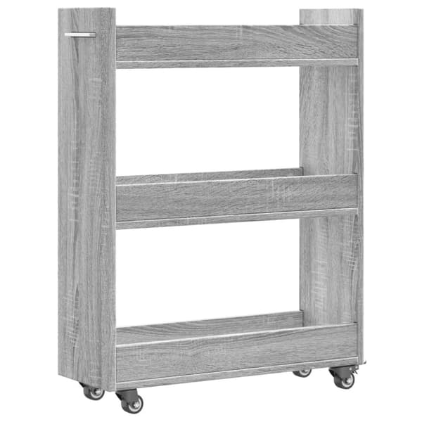 The Living Store skab med hjul 60x22x79 cm konstrueret træ grå sonoma-eg - Opbevaringsskabe