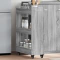 Miniatyrbillede 2 af 11: The Living Store skab med hjul 60x22x79 cm konstrueret træ grå sonoma-eg -  Opbevaringsskabe