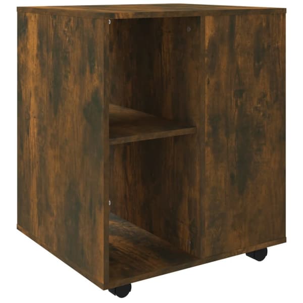 The Living Store Skåp med hjul rökfärgad ek 60x53x72 cm konstruerat trä - Förvaringsskåp & garderober