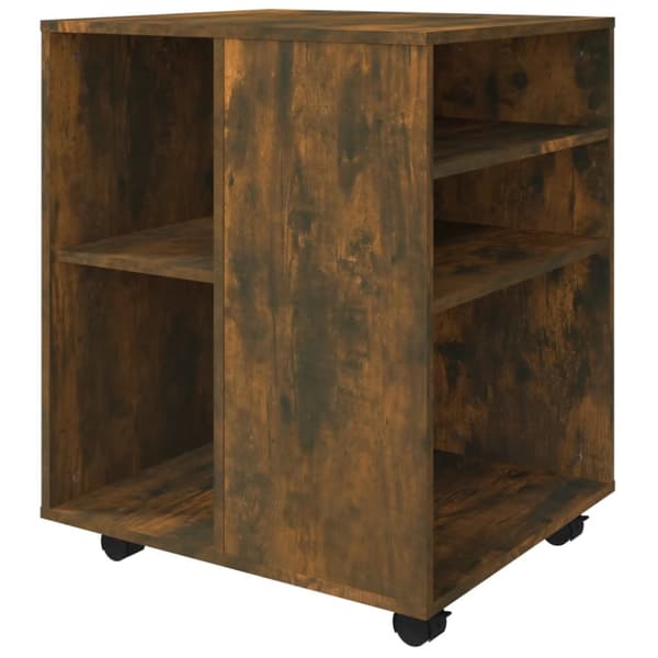 The Living Store Skåp med hjul rökfärgad ek 60x53x72 cm konstruerat trä - Förvaringsskåp & garderober