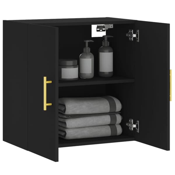 The Living Store Seinäkaappi musta 60x31x60 cm tekninen puu -  Säilytys- & lukkokaapit