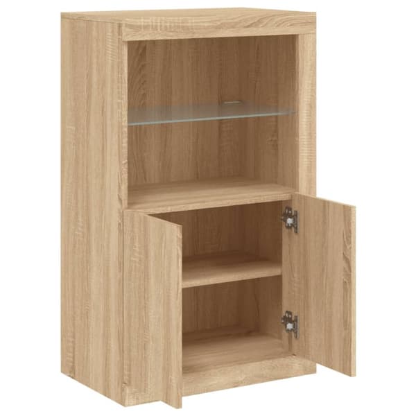 The Living Store skab med LED-lys konstrueret træ sonoma-eg -  Opbevaringsskabe