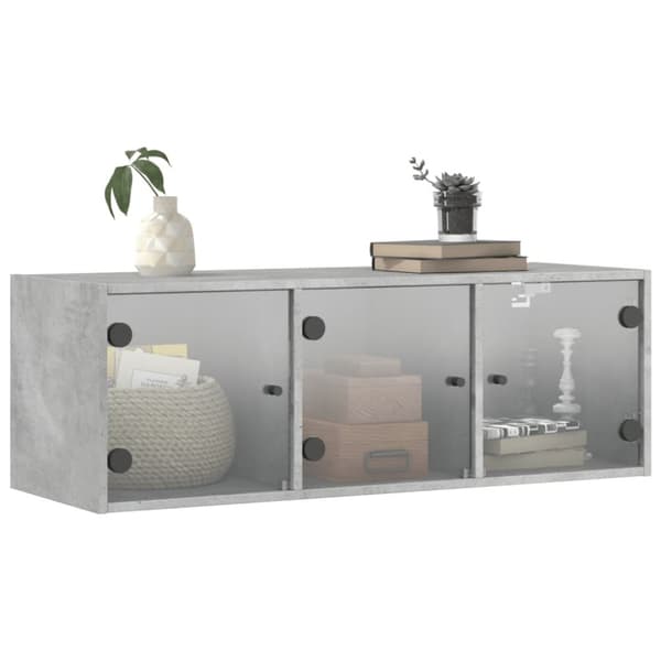 The Living Store skab med glaslåger 102x37x35 cm betongrå -  Opbevaringsskabe