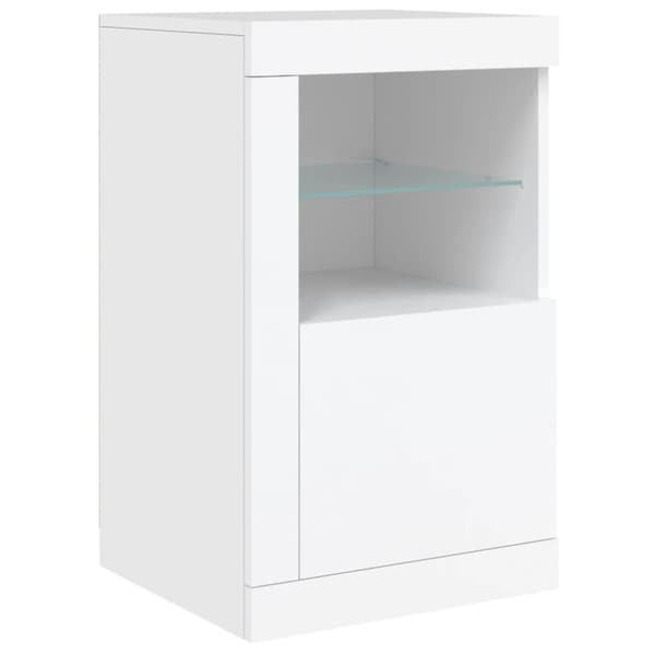 The Living Store Sängbord med LED-lampor 2 st vit konstruerat trä - Förvaringsskåp & garderober