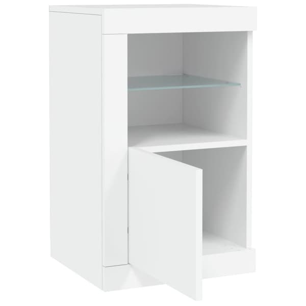 The Living Store Sängbord med LED-lampor 2 st vit konstruerat trä - Förvaringsskåp & garderober