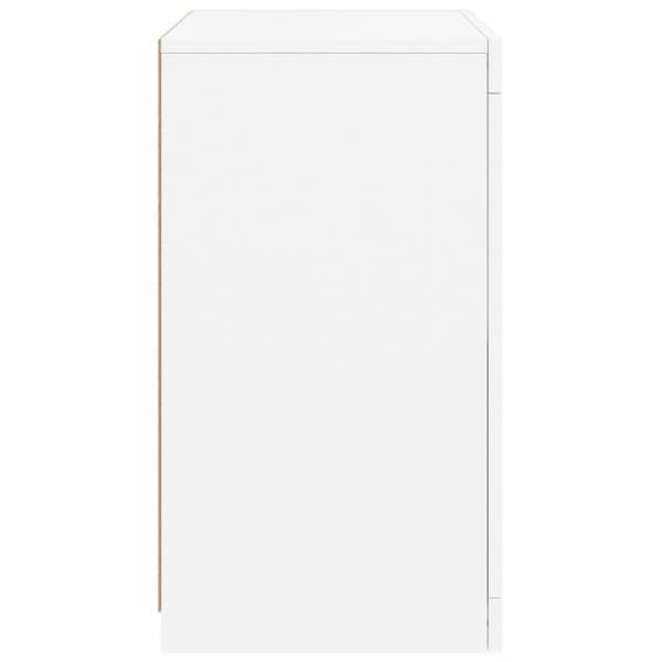 The Living Store Sängbord med LED-lampor 2 st vit konstruerat trä - Förvaringsskåp & garderober