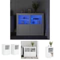Miniatyrbild 1 av 11: The Living Store Sängbord med LED-lampor 2 st vit konstruerat trä -  Förvaringsskåp & garderober