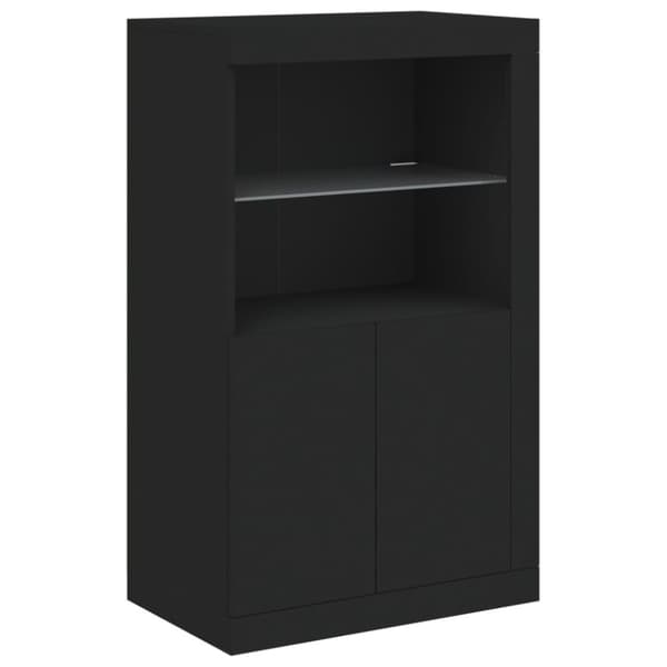 The Living Store Sidoskåp med LED-lampor svart konstruerat trä - Förvaringsskåp & garderober