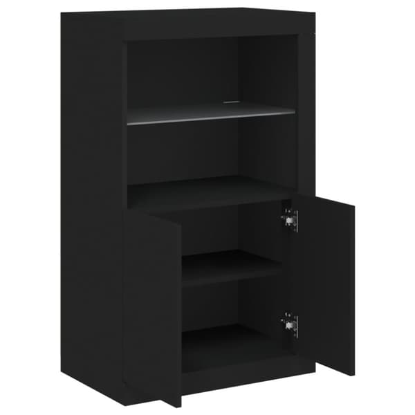 The Living Store Sidoskåp med LED-lampor svart konstruerat trä - Förvaringsskåp & garderober