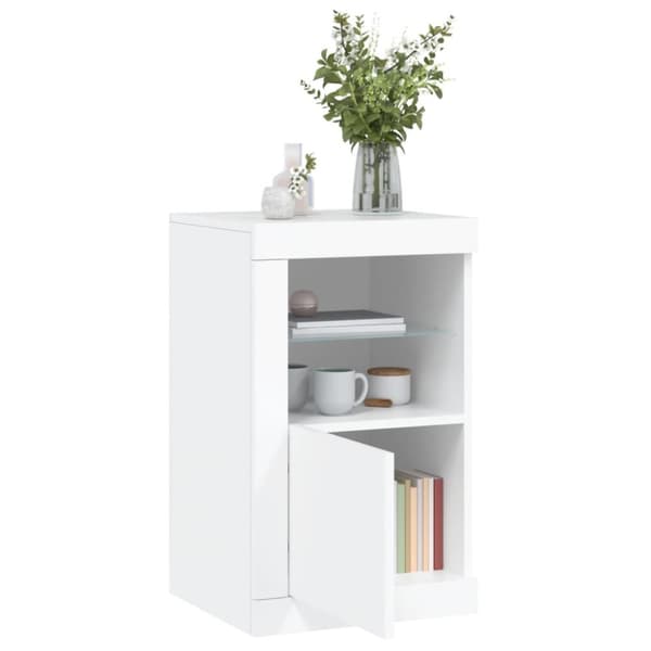 The Living Store skab med LED-lys konstrueret træ hvid -  Opbevaringsskabe