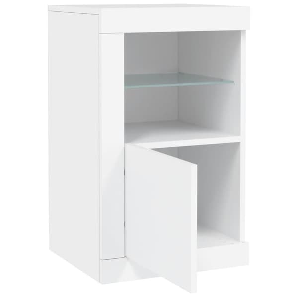 The Living Store skab med LED-lys konstrueret træ hvid -  Opbevaringsskabe