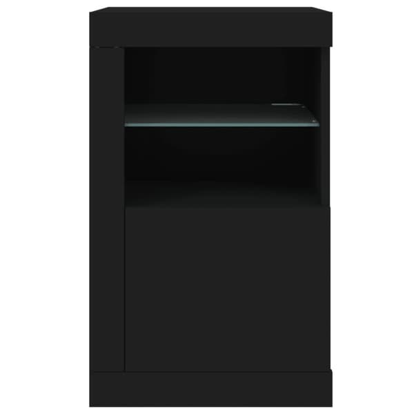 The Living Store Sivukaappi LED-valoilla musta tekninen puu - Säilytys- & lukkokaapit