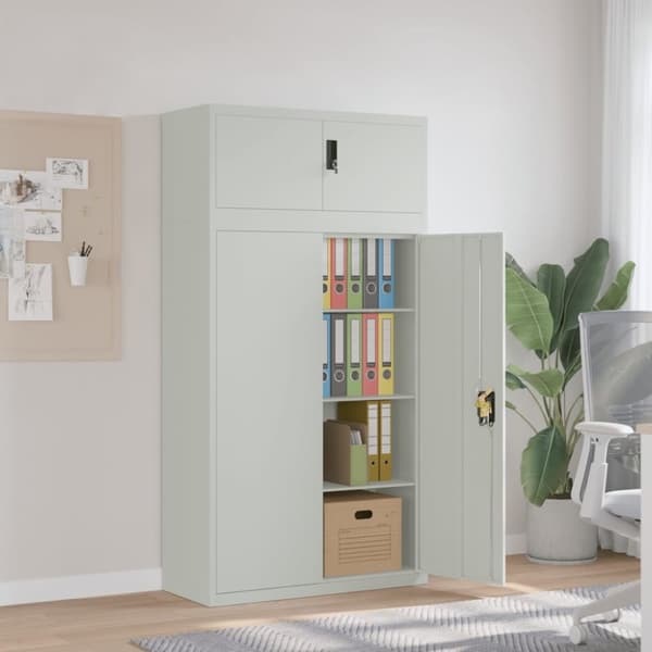 The Living Store Förvaringsskåp ljusgrå 90x40x180 cm stål - Förvaringsskåp & garderober