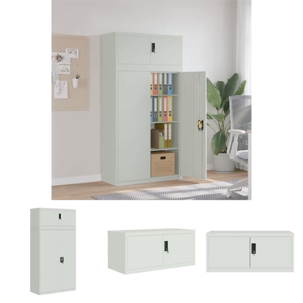 The Living Store Förvaringsskåp ljusgrå 90x40x180 cm stål -  Förvaringsskåp & garderober