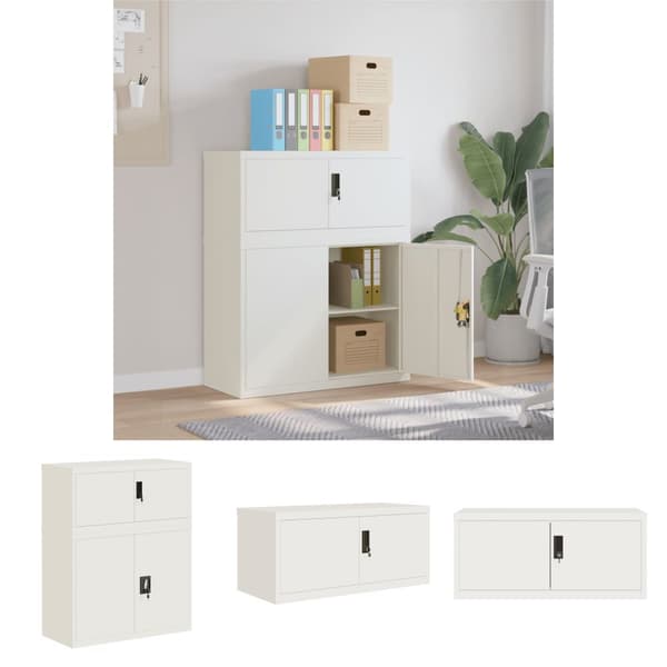 The Living Store Dokumentskåp vit 90x40x110 cm stål -  Förvaringsskåp & garderober