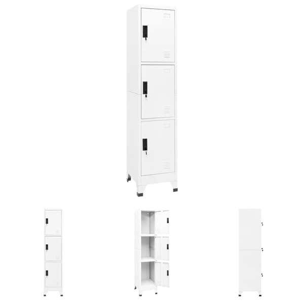 The Living Store skab 38x45x180 cm stål hvid -  Opbevaringsskabe
