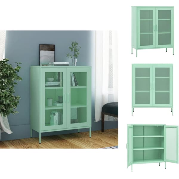 Opbevaringsskabe - Living opbevaringsskab 80x35x101,5 cm stål mintgrøn