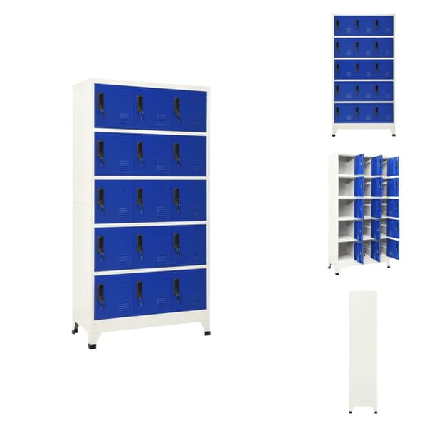 Opbevaringsskabe - Living skab 90x40x180 cm stål grå og blå