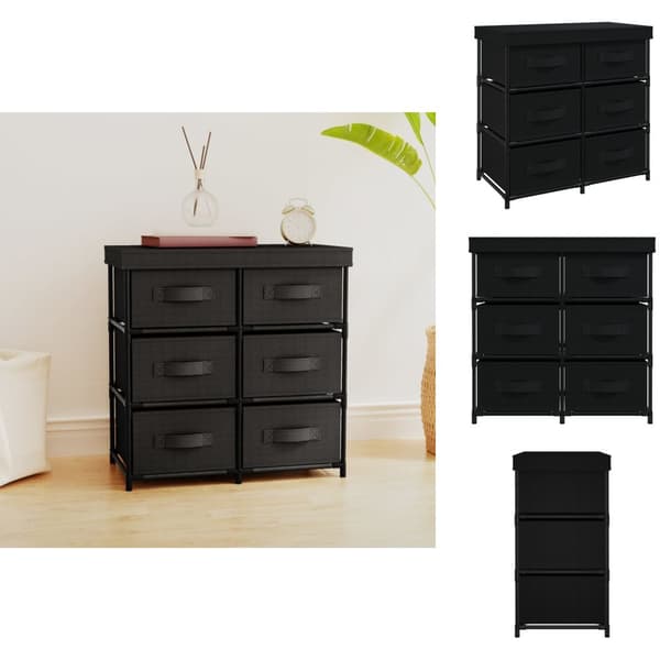 Opbevaringsskabe - Living opbevaringsreol med 6 skuffer 55x29x55 cm stål sort
