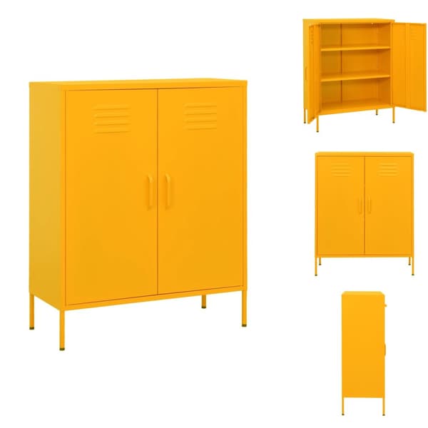 Opbevaringsskabe - Living opbevaringsskab 80x35x101,5 cm stål sennepsgul