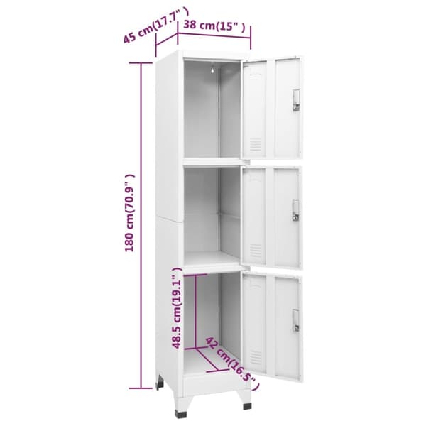 Opbevaringsskabe - Living lockerskab med tre rum 38x45x180 cm