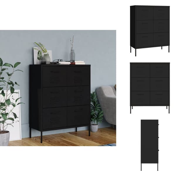 Förvaringsskåp & garderober - Living Byrå svart 80x35x101,5 cm stål
