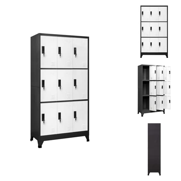 Opbevaringsskabe - Living skab 90x45x180 cm stål antracitgrå og hvid