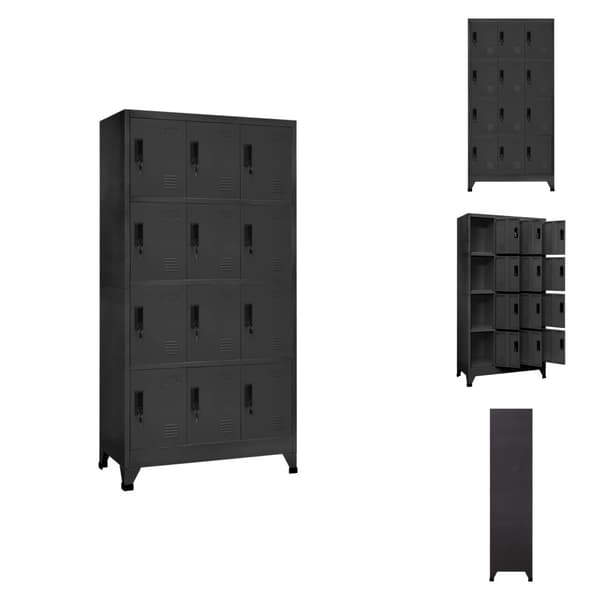 Förvaringsskåp & garderober - Living Förvaringsskåp antracit 90x45x180 cm stål